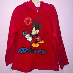 Disney Mickey Mouse Red Fleece Pullover Hoodie‎ 5T Nostalgic 2000’s Toddler